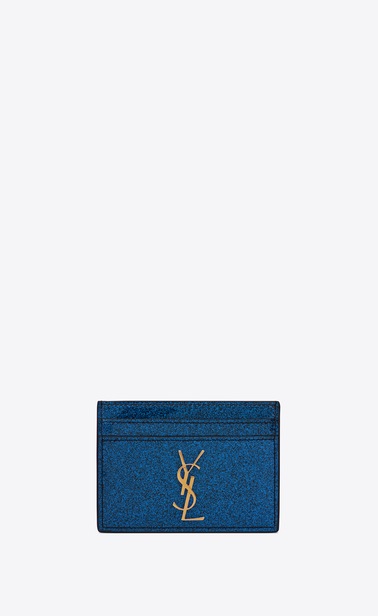 Monogram card case in glitter patent leather